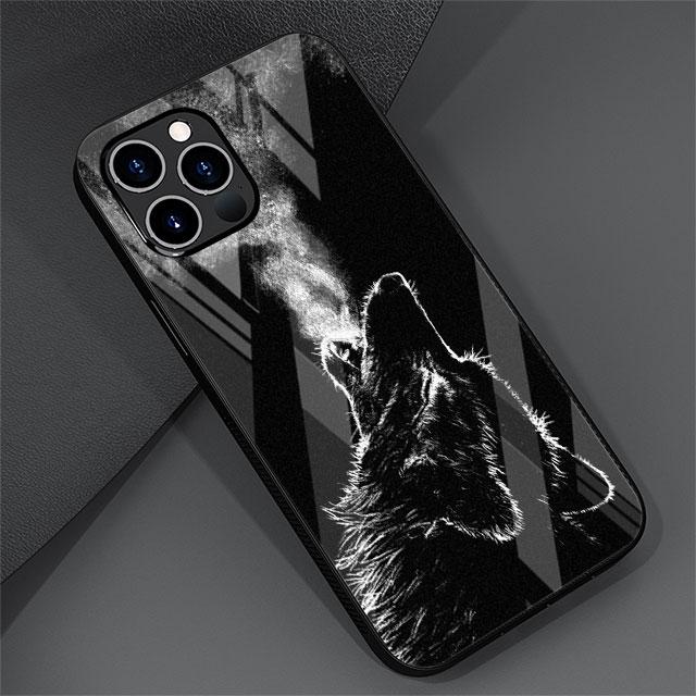 Wolf Tier Cool Tiger Glas Hülle Für Apple iPhone 13 Pro 11 14 12 7 8 Plus SE 2022 XR X XS Max 6 6S Gehärtete Handyhülle