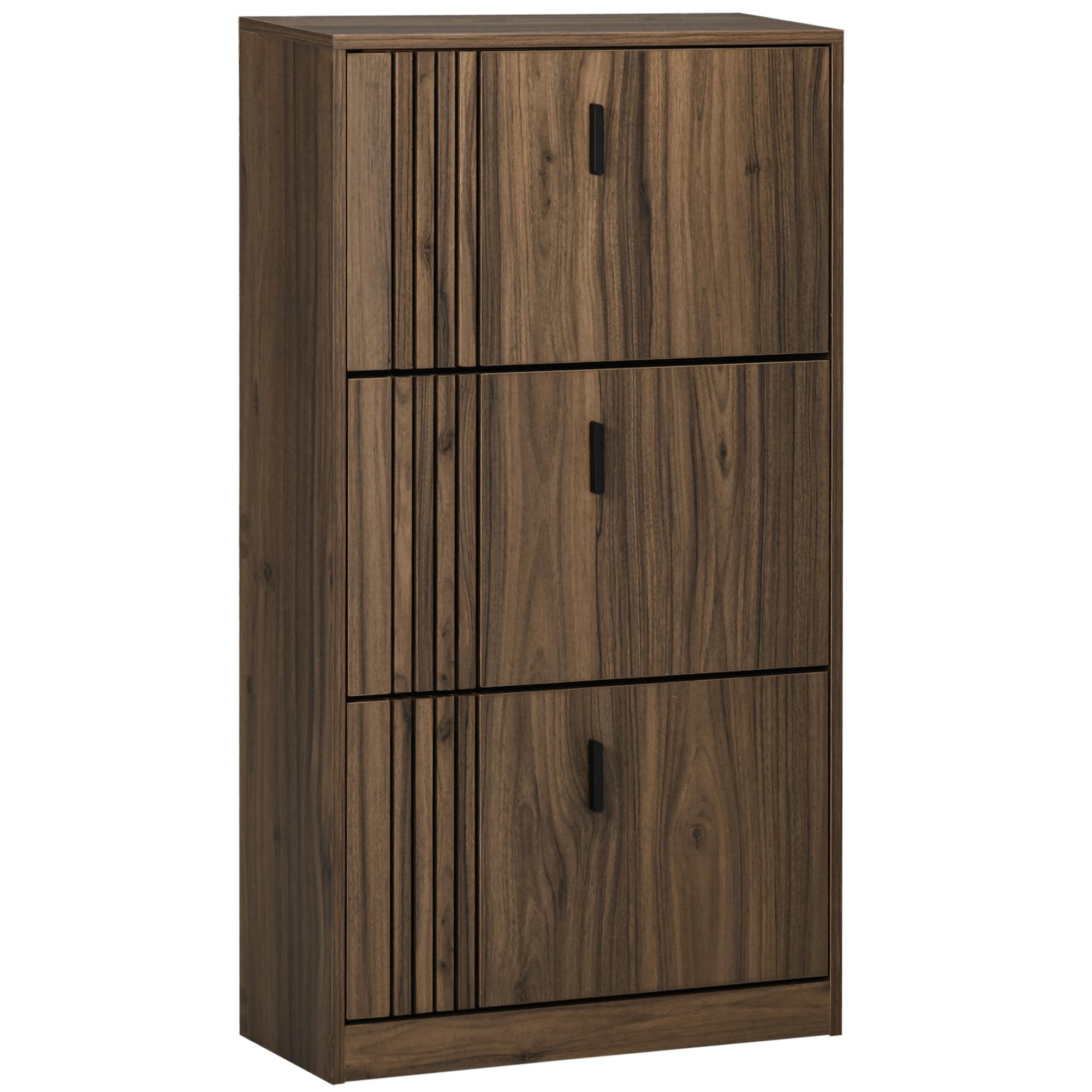 Shoe Cabinet, 3 Drop-Down Doors, Holds