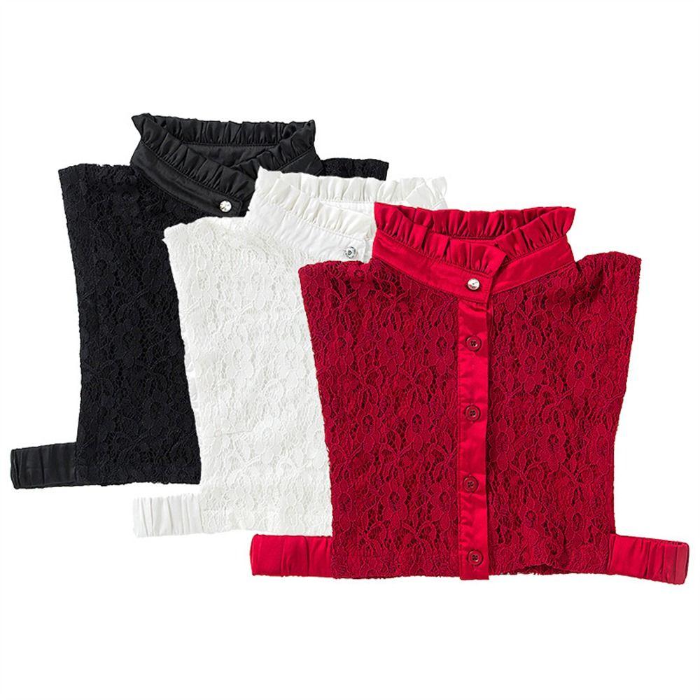 

Lace False Collar Solid Color Half Blouse Elegant Pullover Underwear Women Ladies червоний