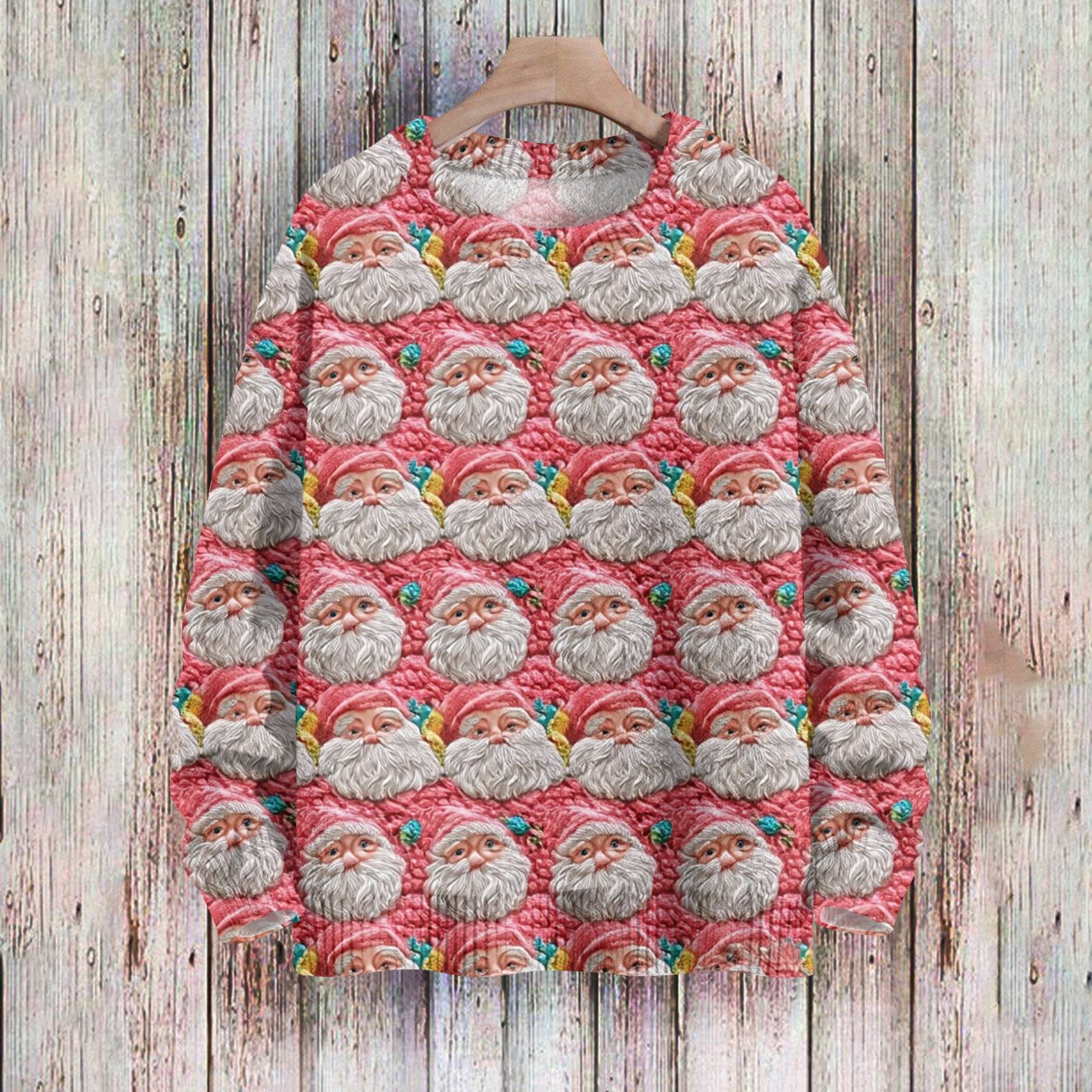 

Рождественские толстовки для женщин Вязаный свитер Милая рубашка Осенний свитер с круглым вырезом Топы M