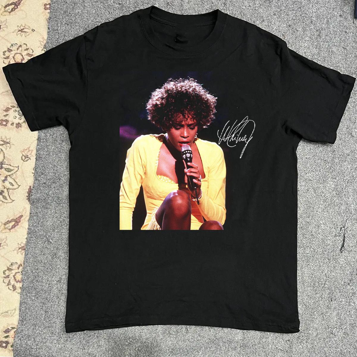 Retro Whitney Houston Signed Classic All Size S to 5XL Shirt S