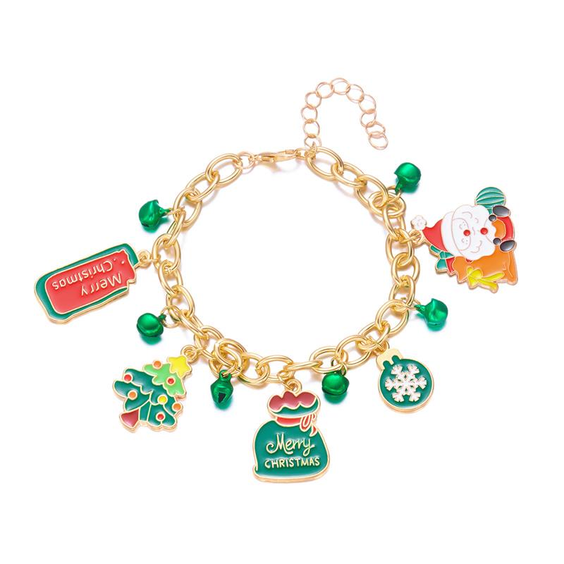 Trendy Handmade Christmas Metal Chain Bracelet for Women Exquisite Santa Claus Snowflake Elk Snowman Bracelet Friendship Jewelry
