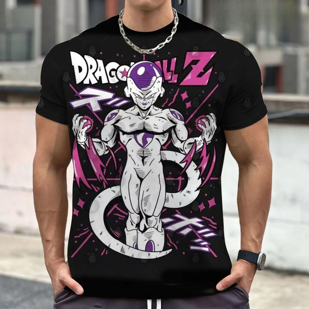 

Летняя футболка с круглым вырезом, 3D-принтом мультяшного аниме Dragon Ball, модная, повседневная, с коротким рукавом, мужская M