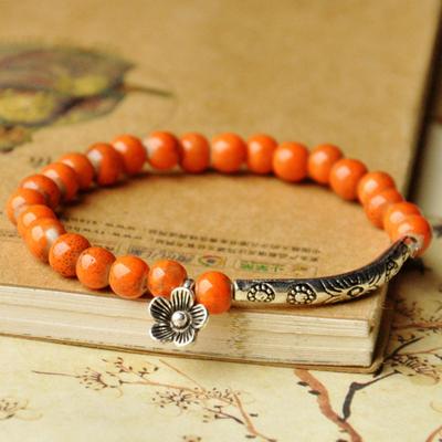 Ethnic- Ceramic Bracelet Jewellery Floral Glaze Bead Bracelet Multi-coloured