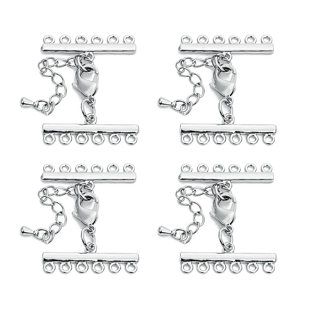 2sets Metal Lobster Clasps Extender Chain Copper Plated Multi Row Link Clasp Connectors For DIY Jewelry Making Necklace Bracelet