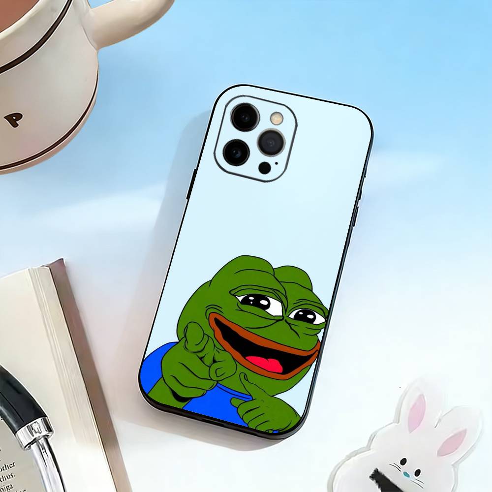 Funny Sad Frog Pepe M-meme Phone Case For iPhone 17, 16,15,14,13,12,11 Plus,Pro Max, Others Soft Black Cover
