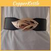 Black Faux Leather Wide Waist Belt With Handcrafted Finish For Dresses And Outerwear