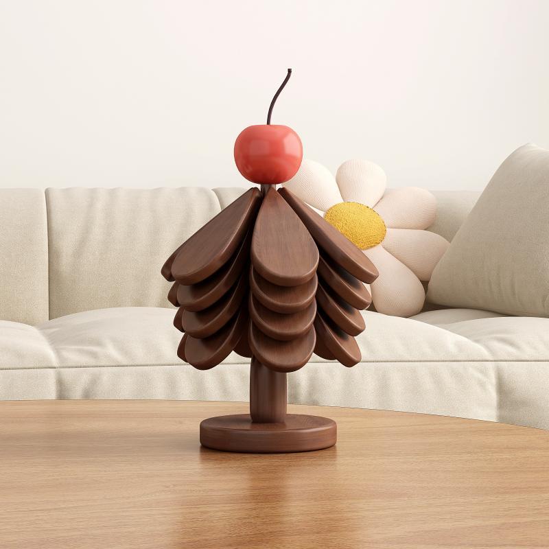 

Изоляционный коврик из сосны и бамбука, украшение обеденного стола, изоляционный коврик в виде дерева и маленького дерева, креативная складная обеденная тарелка, форма дерева Four piece Apple model