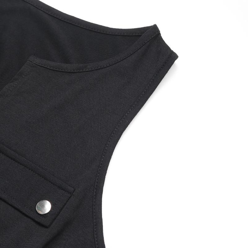 Sleeveless Casual Versatile Summer Jumpsuit with Zipper Pockets