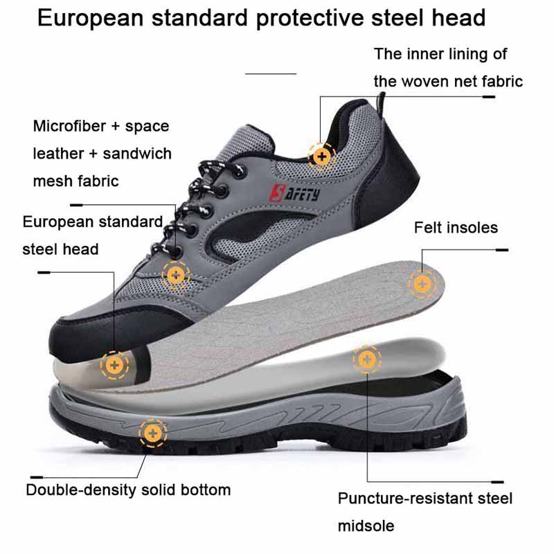 Oulylan Tactical Boots Anti Smashing Outdoors Labor Shoes Indestructible Comfortable Breathable Safety Work Boots Sneakers