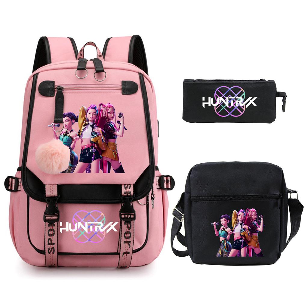 KPop Demon Hunters Korean version of student school bag children's backpack pencil bag set
