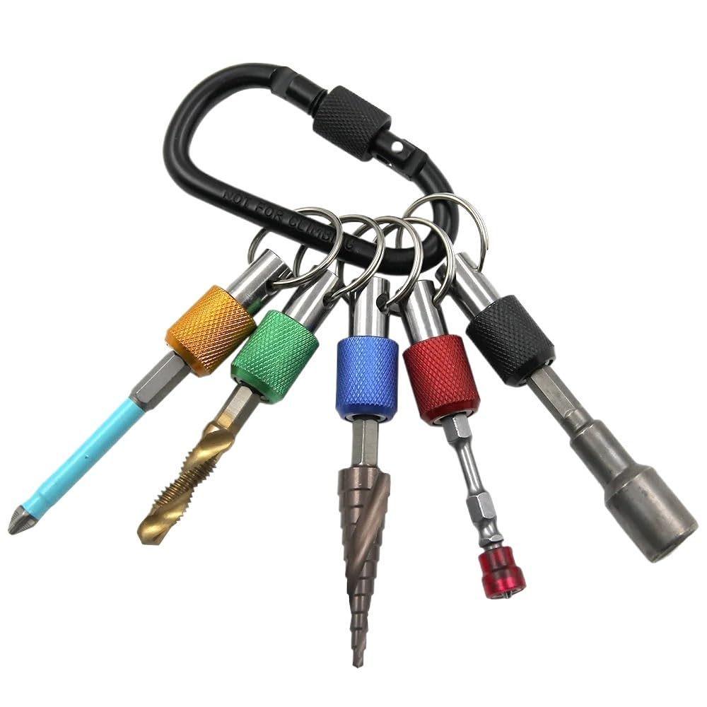 Hex Shank Keychain Socket Set with Carabiner and Extension Rod