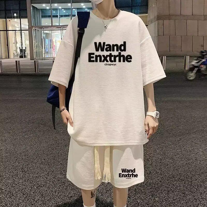 Summer Youth Casual Shorts & Short-Sleeve Suit - Men's Loose Fit, Large Size for Junior High