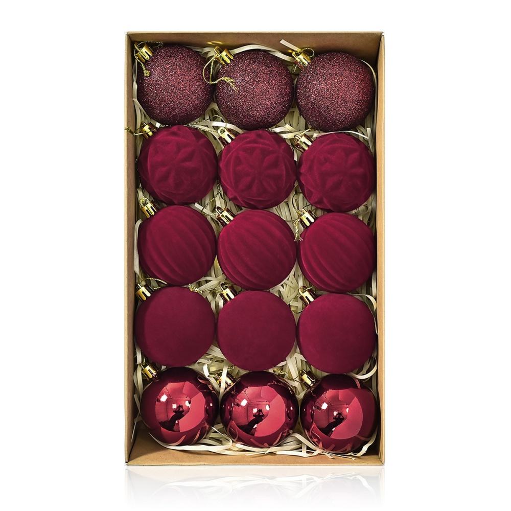 16PCS Flocked Christmas Ball Ornaments Velvet Xmas Tree Hanging Pendent Sparkling Powder Decorative Balls Christmas Decoration