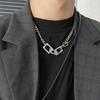 Unisex Titanium Steel OT Buckle Necklace - Trendy Hip Hop Clavicle Chain for Men & Women, Patchwork Streetwear Elements.
