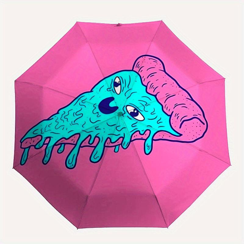 

1pc Melting Pizza Automatic Opening/closing umbrella, Reinforced 8-Rib Construction, Compact Travel Umbrella yy250808123