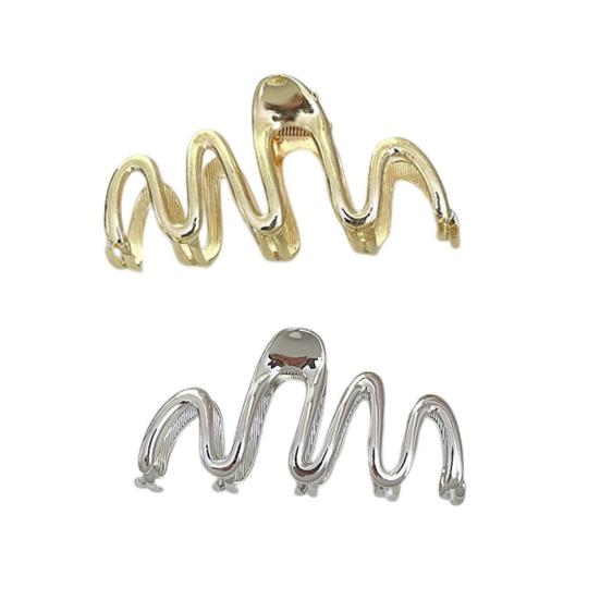 Haarklammer im französischen Stil mit gekreuzten Zähnen, Federdesign, enge, unregelmäßige Wellenform, große Haarspange