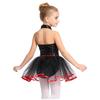 Girls Clown Tutu Dress Halter Neck Sequins Checkerboard Bodysuit Halloween Dancewear Costume