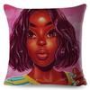1Pc Elegant Black Girl Art Pillow Cover 2D Double-Sided Polyester Decor African Melanin Cushion Cover For Home Sofa Bedroom Gift