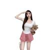 Summer 2025 Women's Sexy Slim Irregular Top & Pink Shorts Set