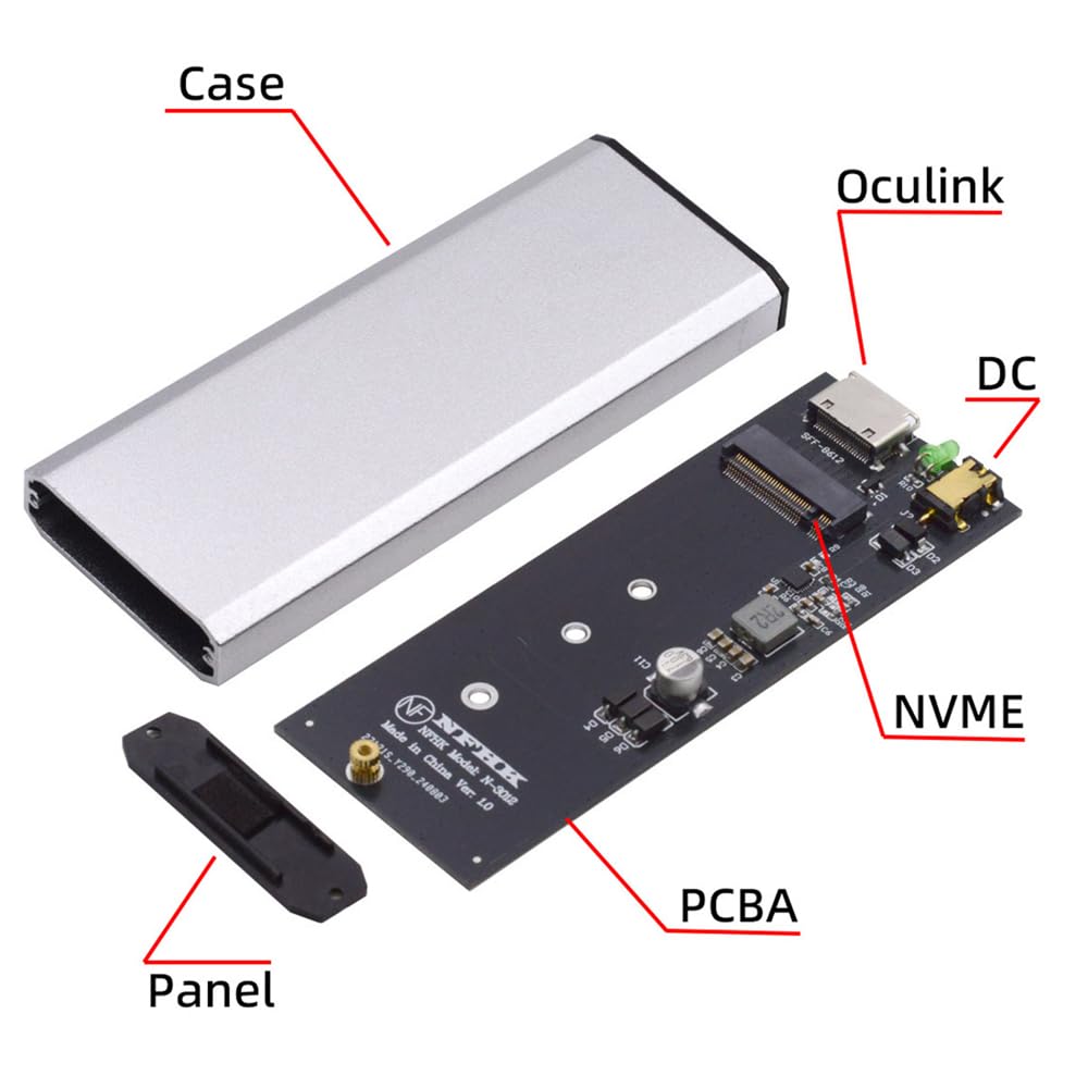 NFHK Oculink to NGFF to NVMe PCIe SSD 2280 SSD Enclosure Adapter for Motherboards SFF-8612 SFF-8611 M.2 M-Key