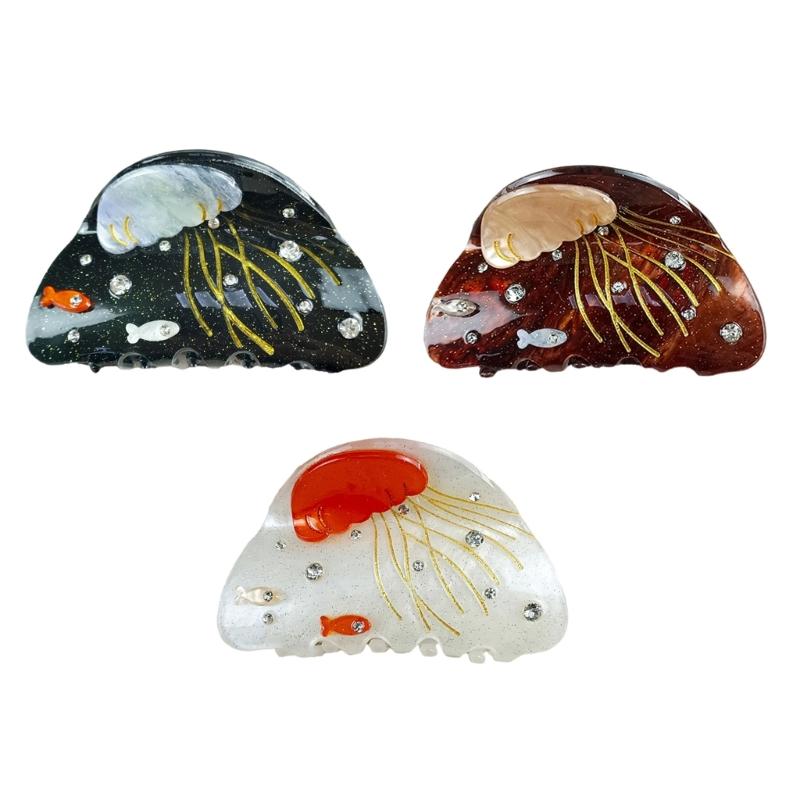 Acrylic Hair Claw Clip For Various Hair Type Strong Grip Design Hair Clamp with Marine Theme for Women Hairstyling