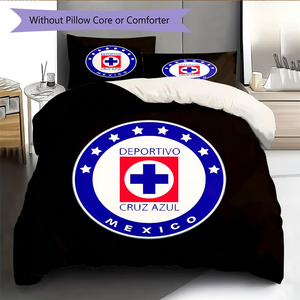 Cruz Azul Pattern Bedding Home Decoration Birthday Gift (1 * duvet cover + 2 * pillowcase, without core)