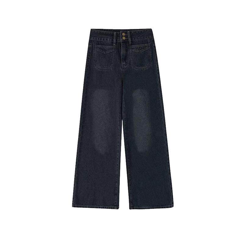 High-Waisted Plus Size Velvet Wide-Leg Jeans for Autumn/Winter