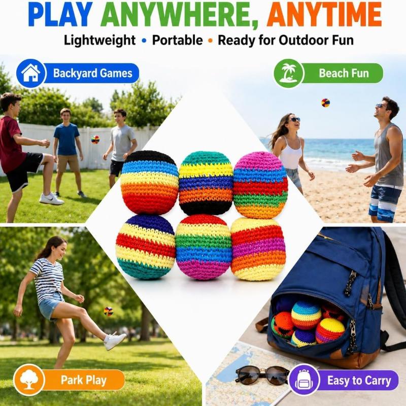 3/6/12Pcs Hand-Made Knitted Footbag Funny Crochet Colorful Small Kick Sack Juggling Balls Indoor Outdoor Games
