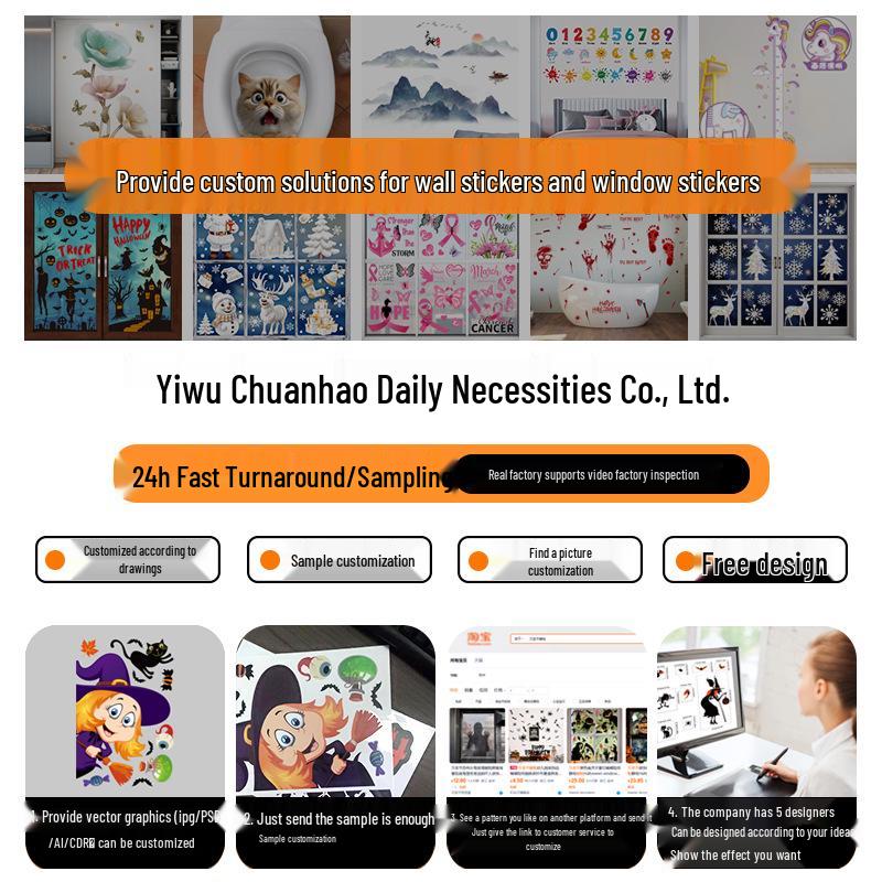 Christmas Snowflake and Reindeer Wall & Window Stickers - Static Santa Claus Decor for Refrigerator and Shops