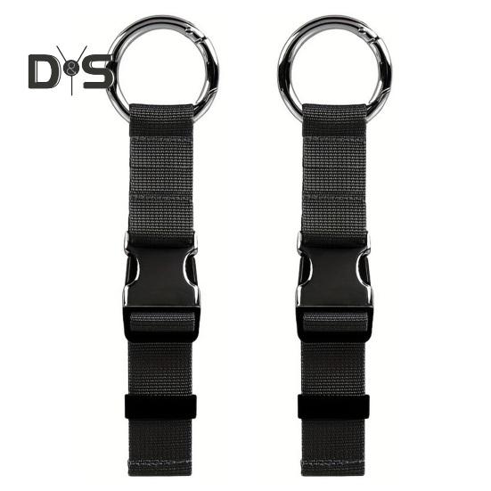 

1/2 шт. багажный ремень, регулируемый держатель для куртки, прочный чемодан, соединительный ремень для багажа, дорожный ремень с пряжкой-кольцом и крючками для путешествий 2pcs чёрный