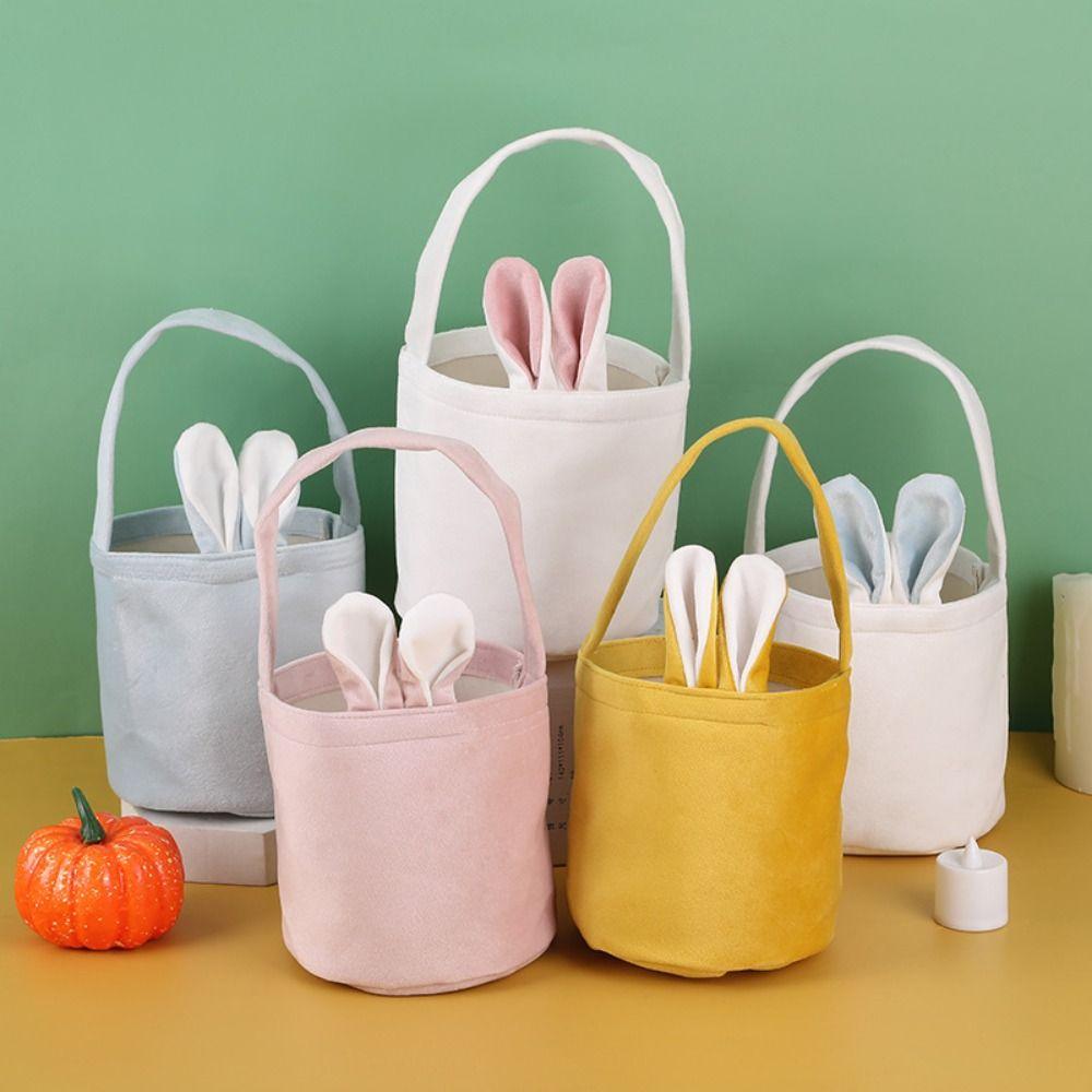 Easter Storage Basket Colorful Easter Egg Handbag New Bunny Ears Candy Handbag  Gift Giving