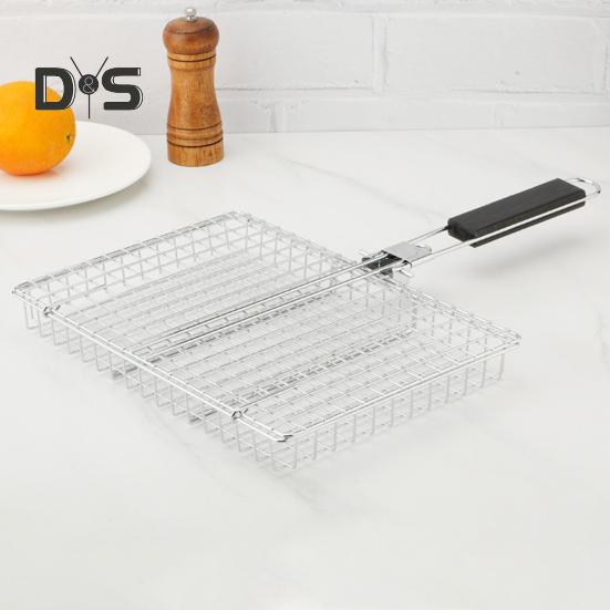 Koszyk do grillowania ryb i warzyw ze stali nierdzewnej, przenośny składany grill, stojak do grillowania na kempingu, do ryb i warzyw, krewetek