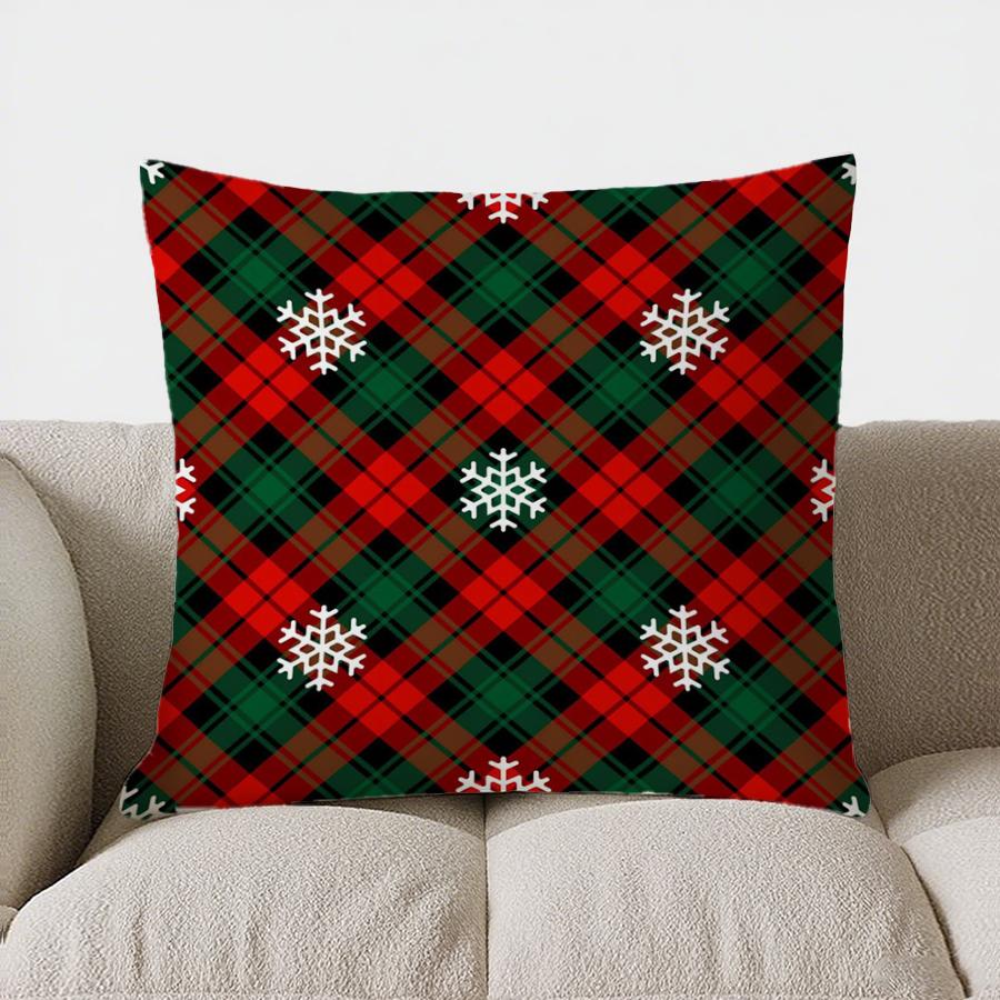 Home Decor Christmas Snowmen And Trees Pattern Pillow Pattern Cushion Cover Suitable For Sofa Bedroom Car Pillow Cover
