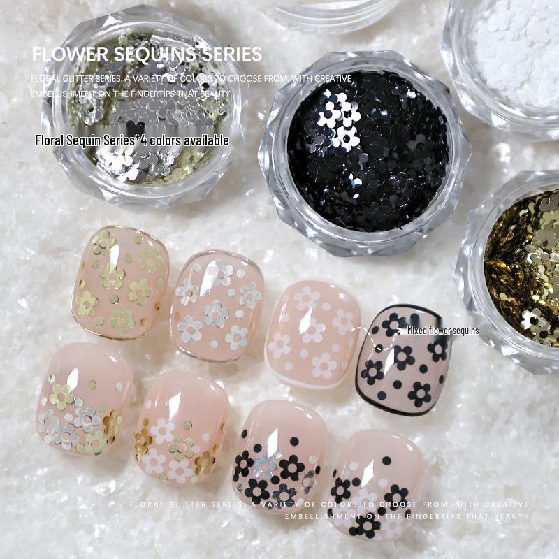 

Nail Art Flower Glitter Sequins: Gold, Silver, Black & White