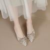 Fashion Delicate Crystal High Heels Shoes Ladies Fox Buckle Slippers Thin Heel Pumps Women Pointed Toe Mules Slides Brides Party Tacones