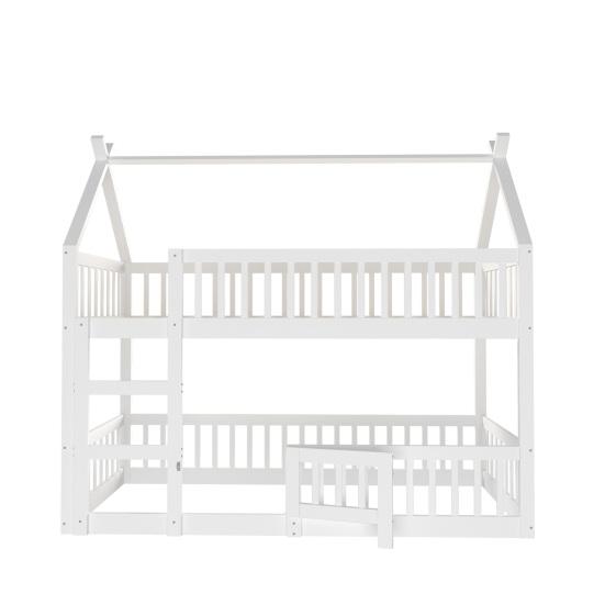 Wood Frame Family Loft Bed Stable Base Bunk with Ladder Falling Protection Strong Baby Cot Load Bearing Bedroom Furniture