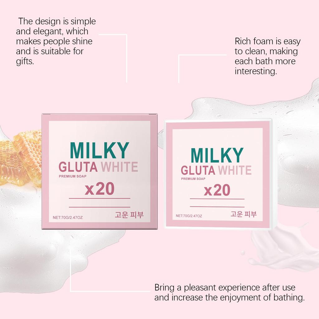 AMZ Milchseife 70g - Sanfte Reinigung, Aufhellung, Glättung und Weichmachung - Feuchtigkeitsspendende Badeseife