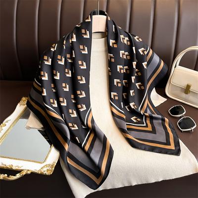 New 90*90cm Fashion Scarves Women Shawl Print Silk Satin Hijab Bandana Luxury Brand Square Ladies Bandanna Foulard Muffler