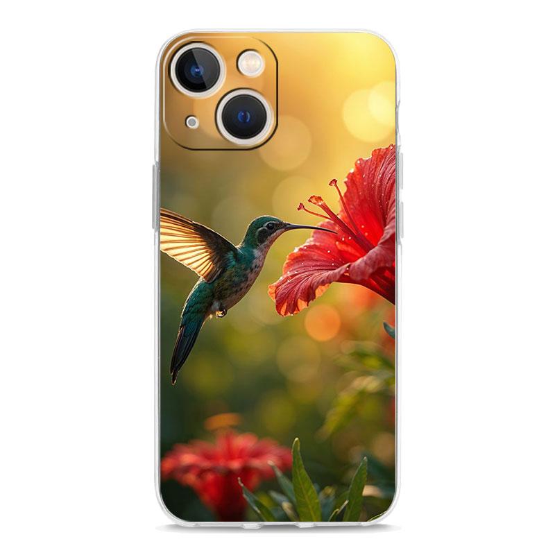 Phone Case For iPhone 16 Cases iPhone 15 12 13 14 16 Pro Max X XR XS Max 15 Plus 16Pro iPhone11 Clear Soft Cover Hummingbird