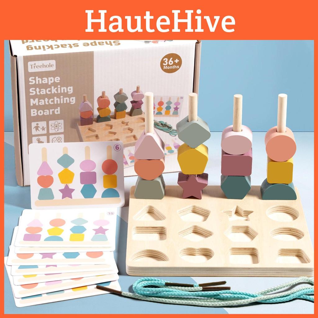 Wooden Shape Geometric Matching Color Recognition Threading Building Block