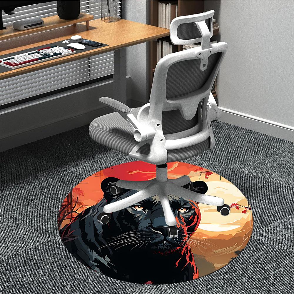 

1pc Black Panther Portrait Chair Carpet for Office Non-Slip, Machine Washable Rug for Office - Holiday DecorMachine Made yy251029068 80cm by 80cm