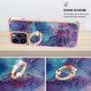 YB IMD Series-17 Style-E for iPhone 15 Pro Max Ring Kickstand 2.0mm TPU Phone Case IMD Marble Pattern Back Cover