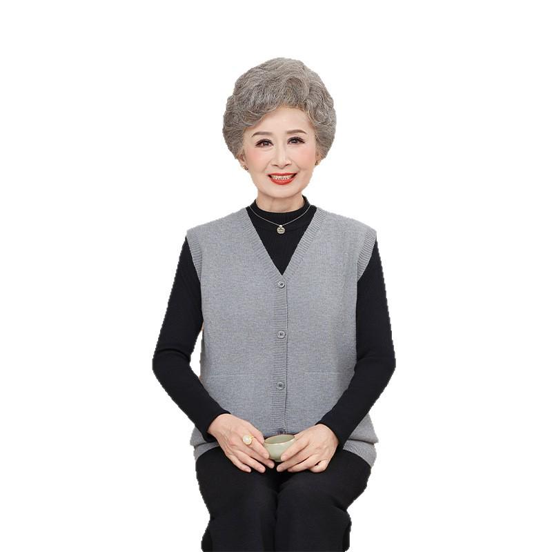 Autumn & Winter Fashion Vest and Cardigan for Middle-aged & Elderly Women - Plus Size V-neck Jacket