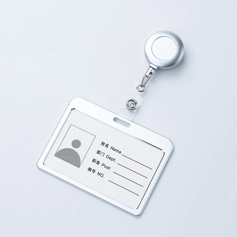 1pc Retractable Pull Badge Holders With Reel Clip Bus Credit Card Case Visit Door Identity Badge Cards Cover Credential Holder