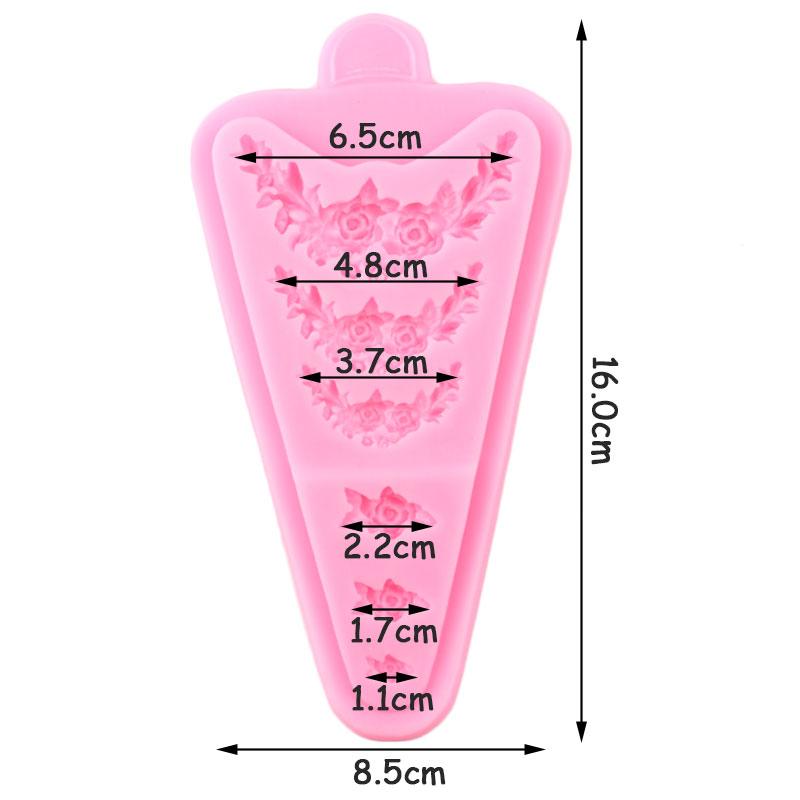 Flower Wreath Cake Border Silicone Moulds Fondant DIY Wedding Cake Decorating Tools Cupcake Topper Candy Clay Chocolate Mould