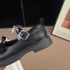 Retro-Prinzessinnenschuhe aus Leder mit Schleife und Strasssteinen – rutschfest, flacher Schaft, koreanischer Stil für Frühling/Herbst 2026