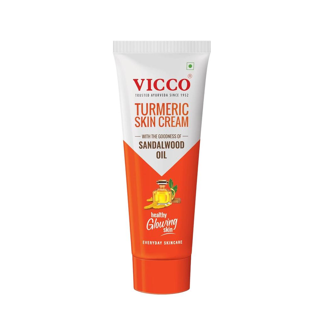Vicco Turmeric Cream Sandalwood Oil for Glowing Skin | Trusted Ayurvedic Care for Long-Lasting Healthy Skin | 70gm