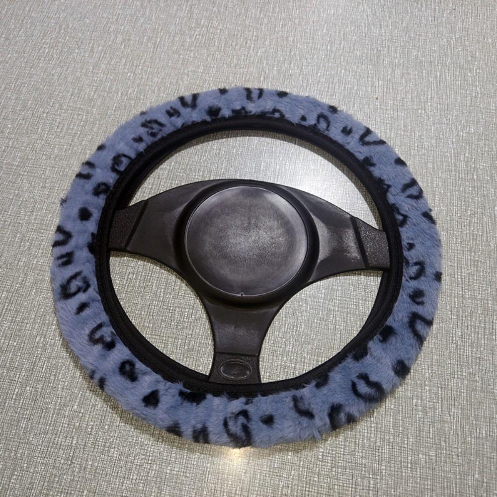 Warm&Cozy Car Steer Wheel Protector Leopard Heart Print Winter Teering Wheel Cover  Women Men