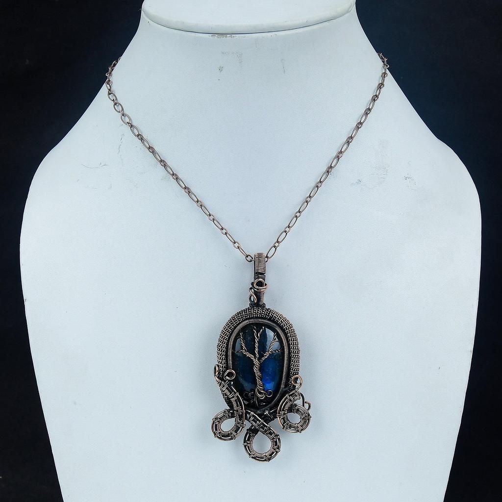 Tree Of Life Labradorite Pendant, Handmade Gemstone, 999 Copper Wire Wrapped Pendant Antique Jewelry, For Gift Silver Jewelry